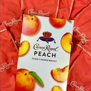 Lot of 6 750mL Orange Felt Crown Royal Peach Whisky Drawstring Bags & Box Crafts